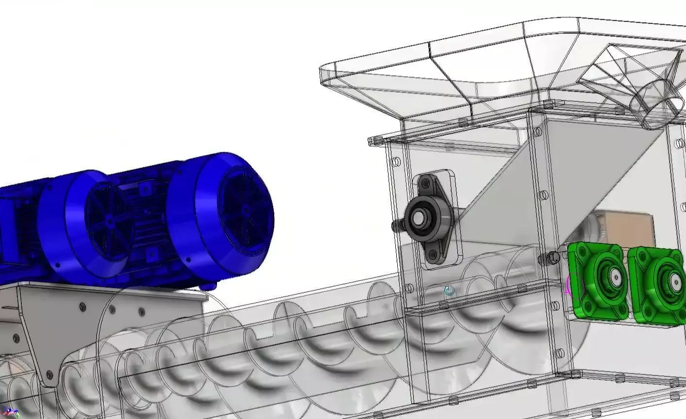 Twin Screw Conveyor - Efficient Material Mixing System 3D model_12
