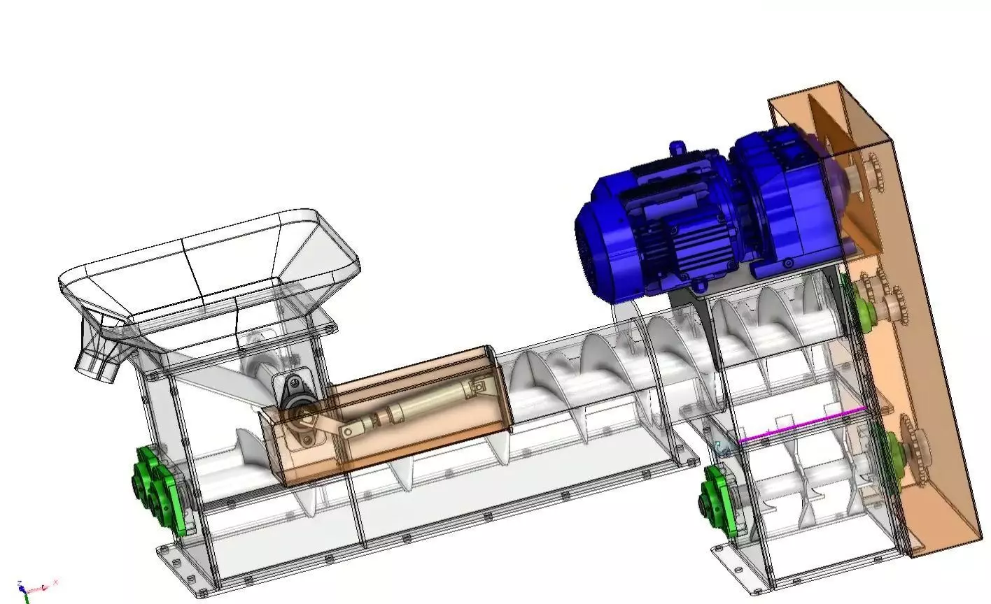 Twin Screw Conveyor - Efficient Material Mixing System 3D model_17
