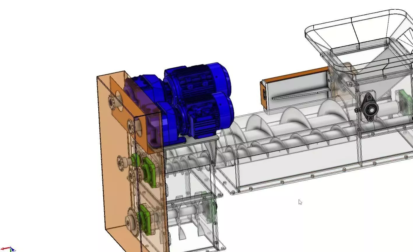 Twin Screw Conveyor - Efficient Material Mixing System 3D model_2