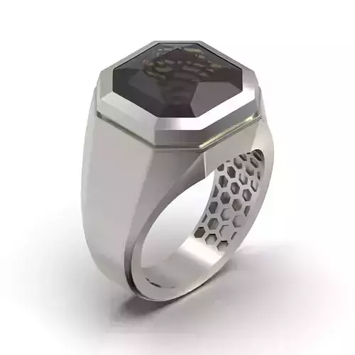 Men Square Stone Ring Base 3D Printable Simple Jewelry Model
