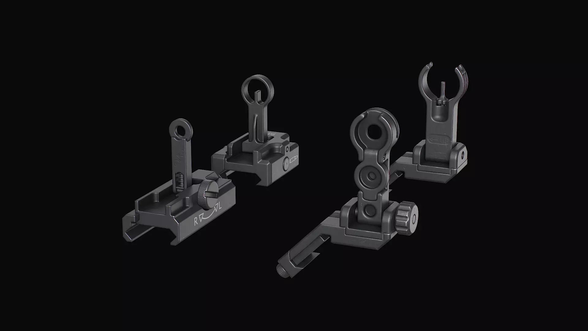 HK Iron sights Low-poly 3D model_0