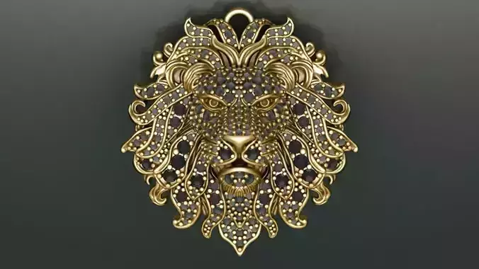 LION HEAD WITH STONE with m