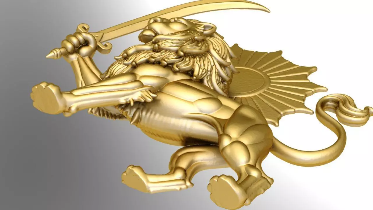 Full lion and sun 3D print model_1