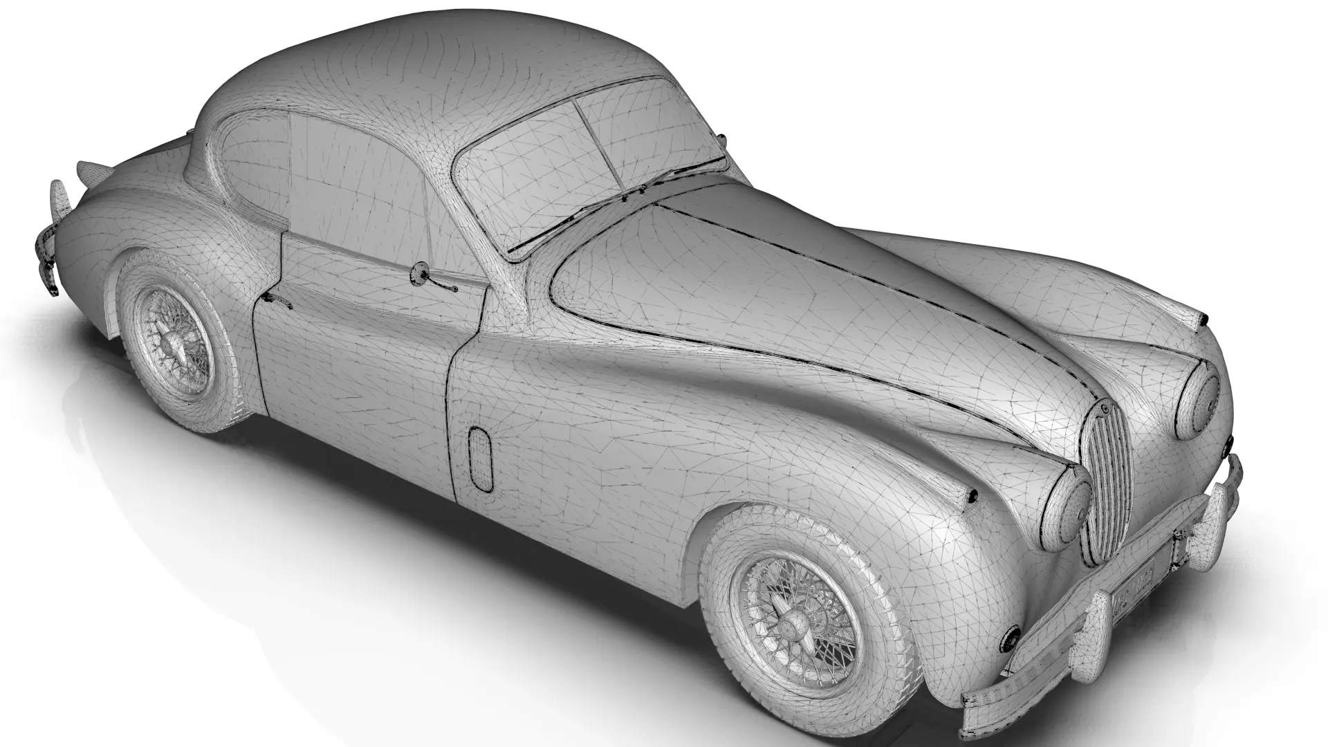 Jaguar XK140 Coupe 1954 Low-poly 3D model_22