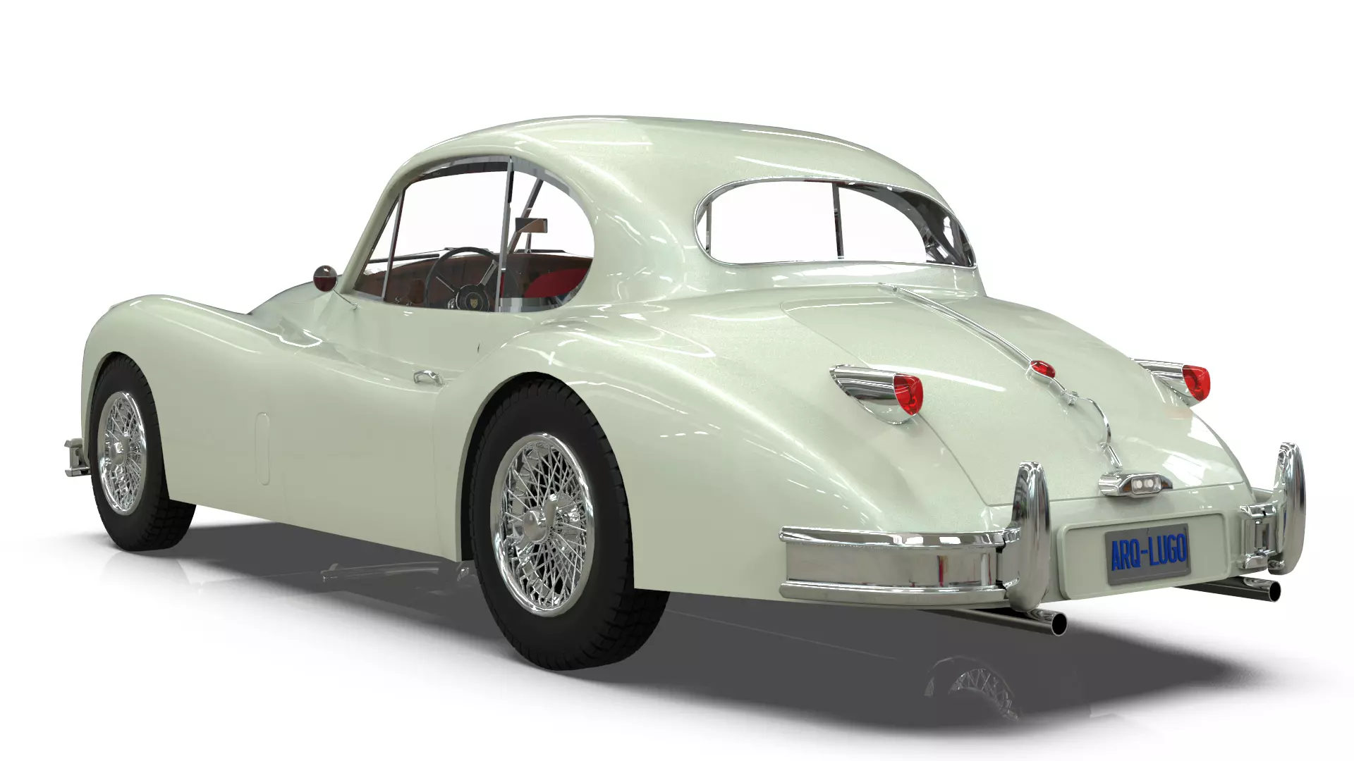 Jaguar XK140 Coupe 1954 Low-poly 3D model_7