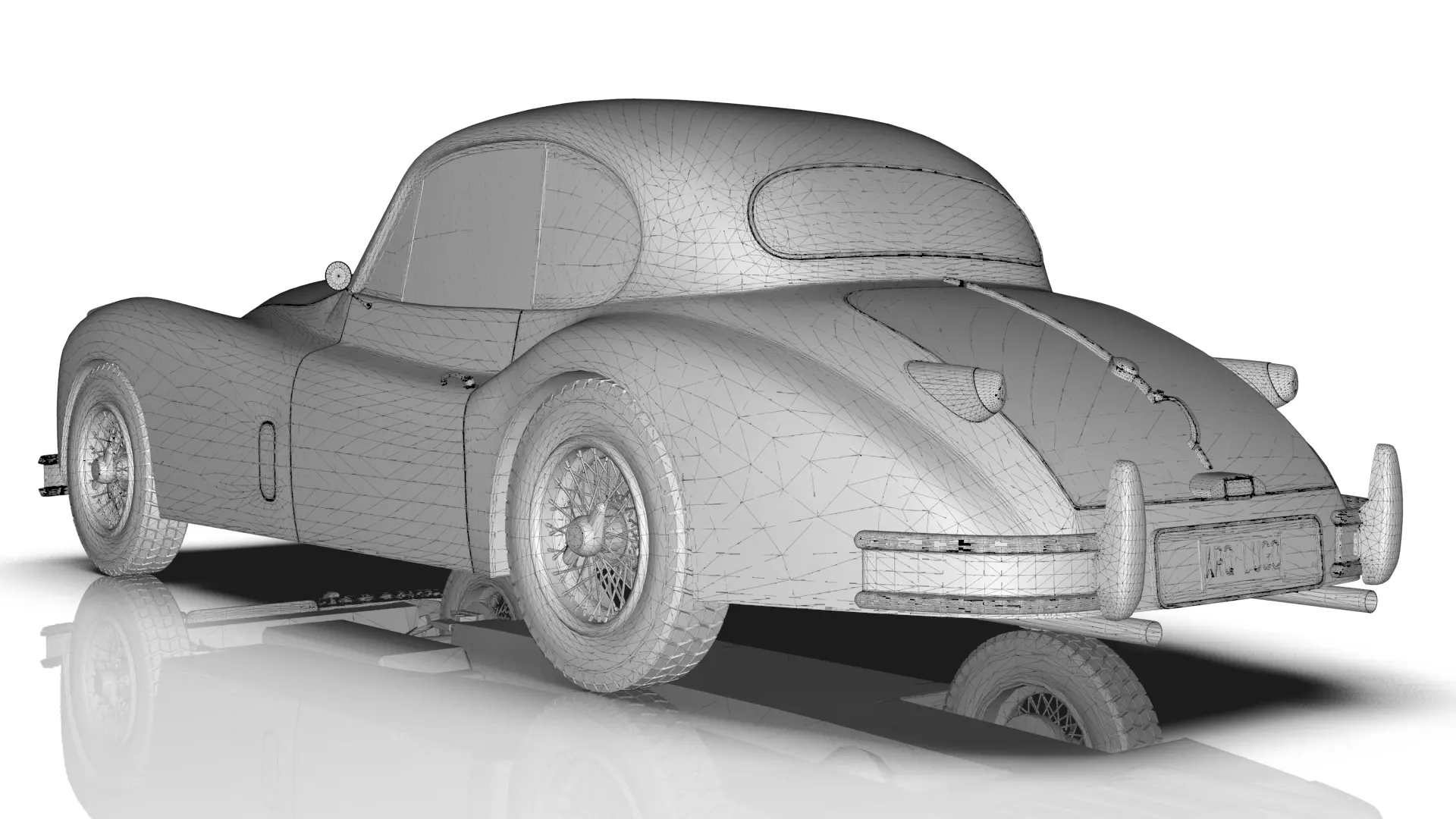 Jaguar XK140 Coupe 1954 Low-poly 3D model_14