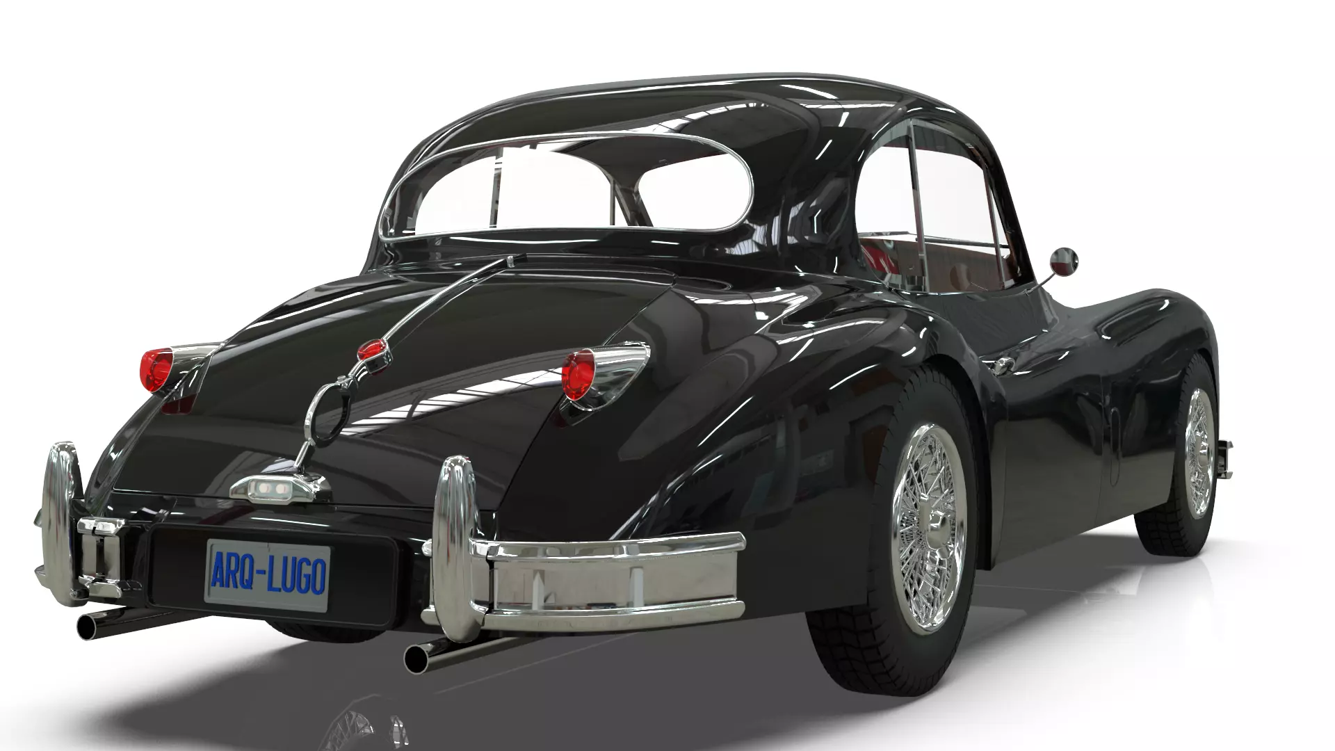 Jaguar XK140 Coupe 1954 Low-poly 3D model_4