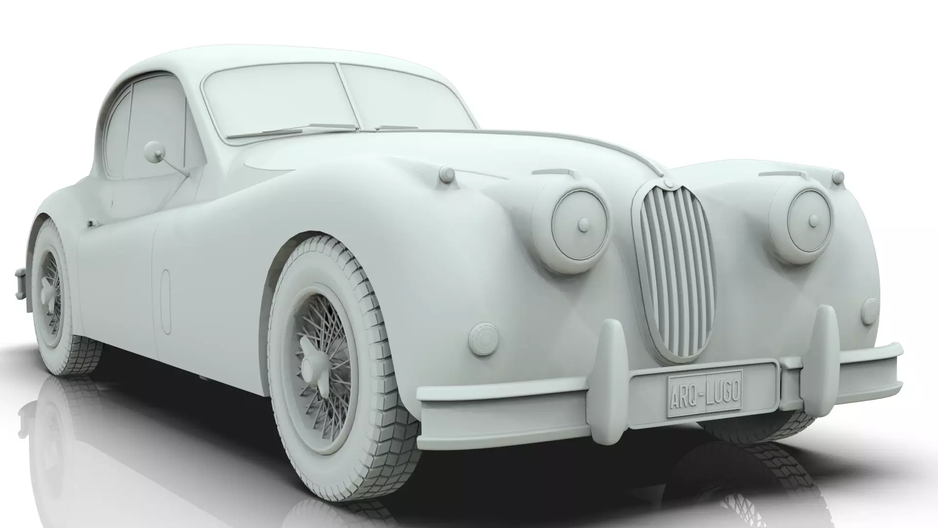 Jaguar XK140 Coupe 1954 Low-poly 3D model_11