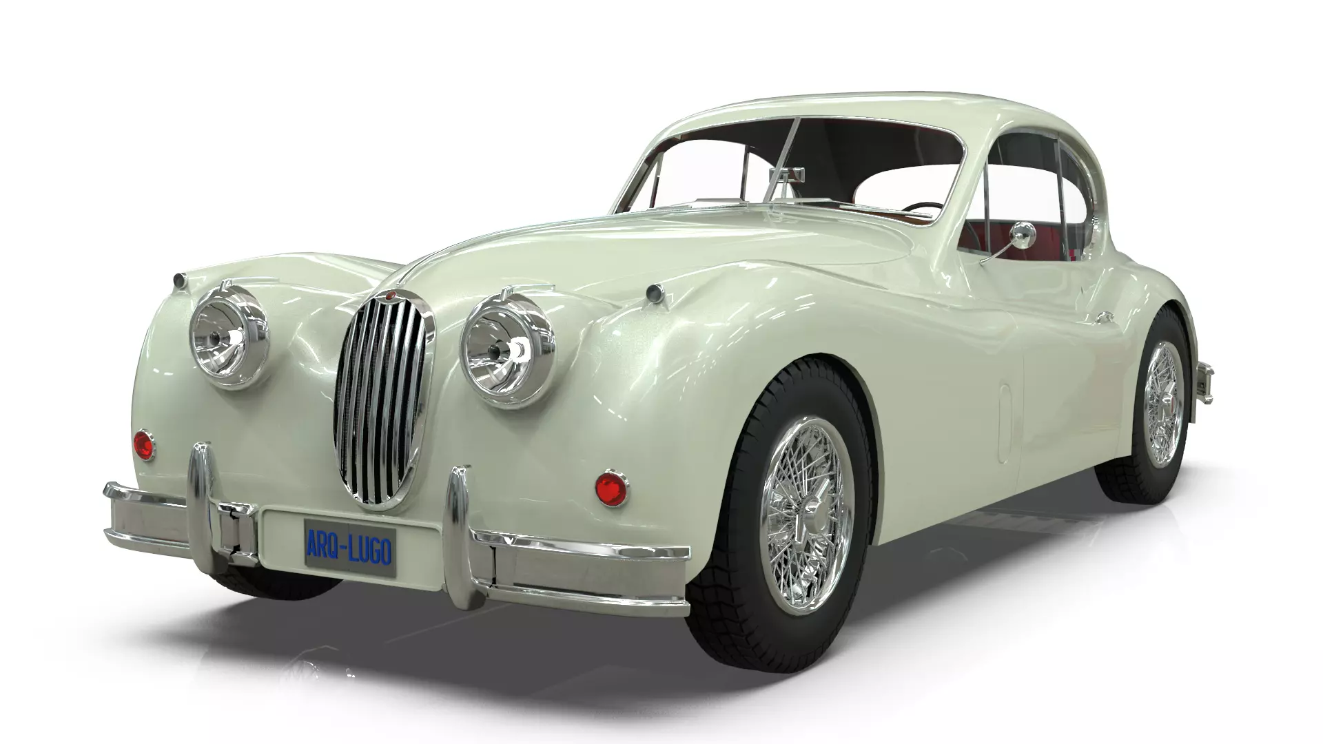 Jaguar XK140 Coupe 1954 Low-poly 3D model_6