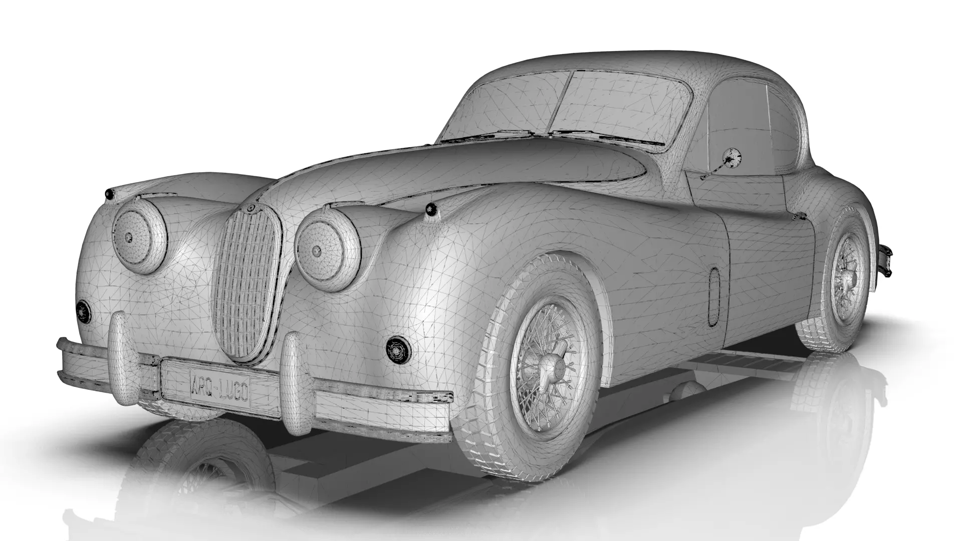 Jaguar XK140 Coupe 1954 Low-poly 3D model_13