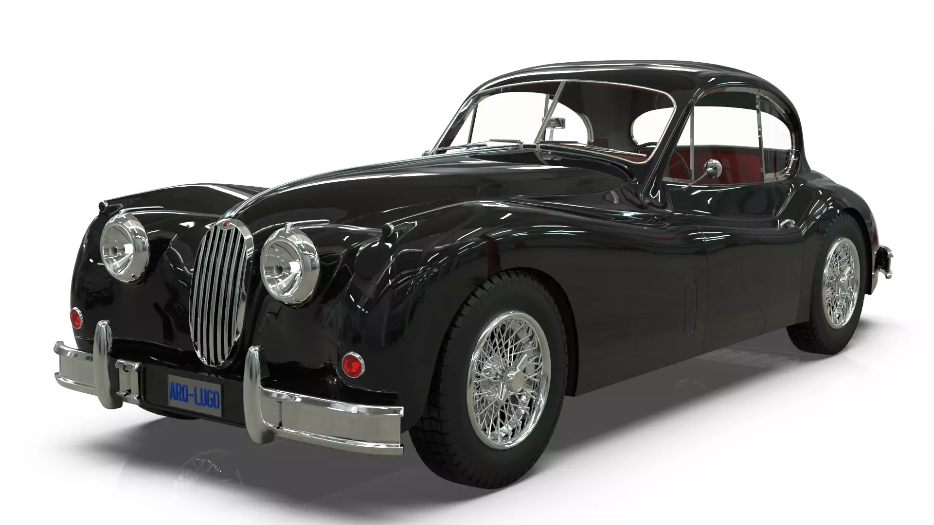 Jaguar XK140 Coupe 1954 Low-poly 3D model_0