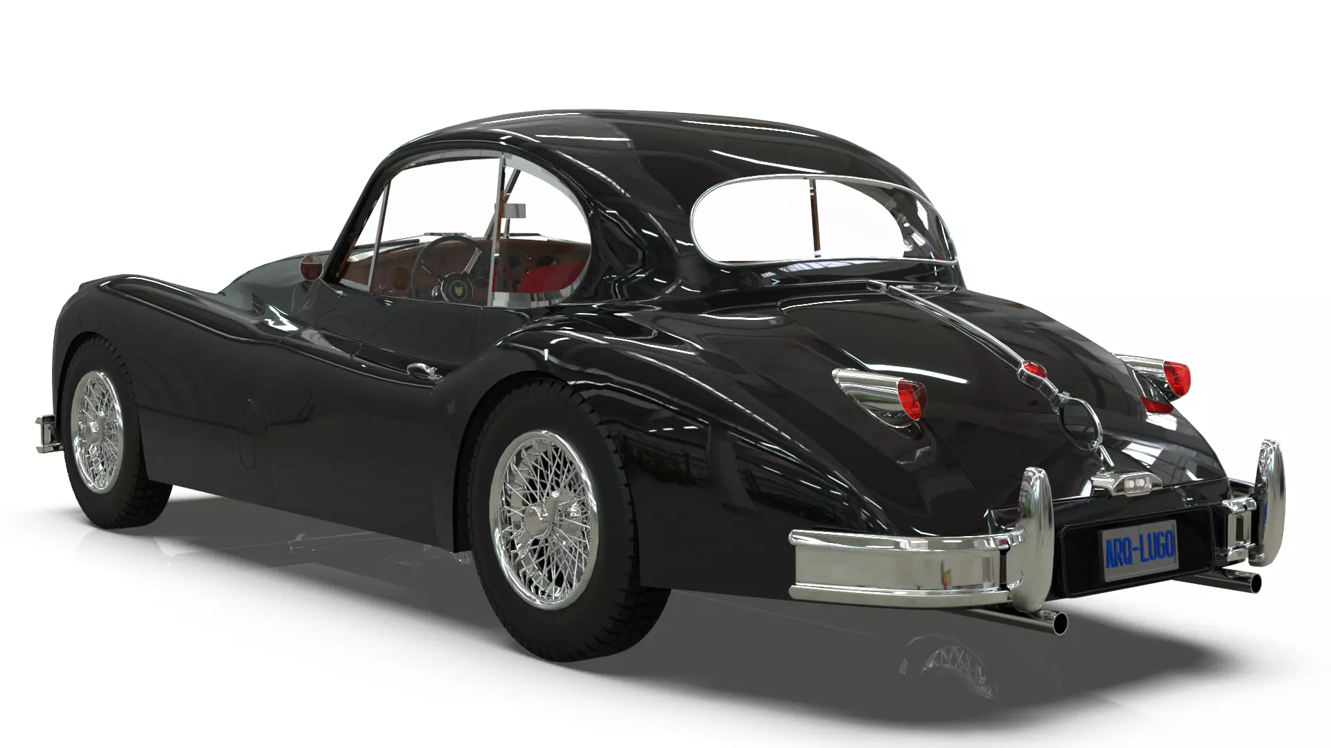 Jaguar XK140 Coupe 1954 Low-poly 3D model_3