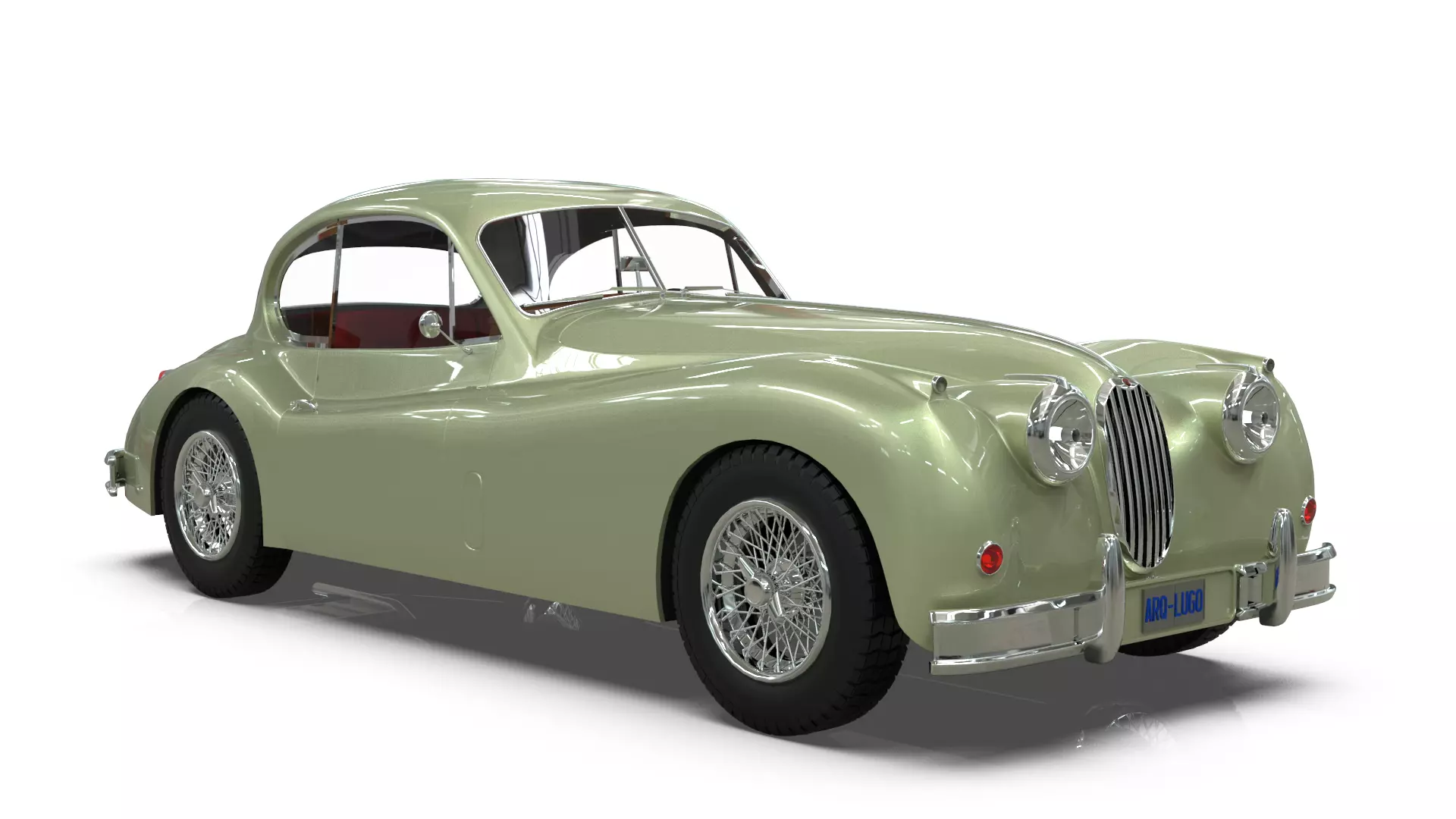Jaguar XK140 Coupe 1954 Low-poly 3D model_8