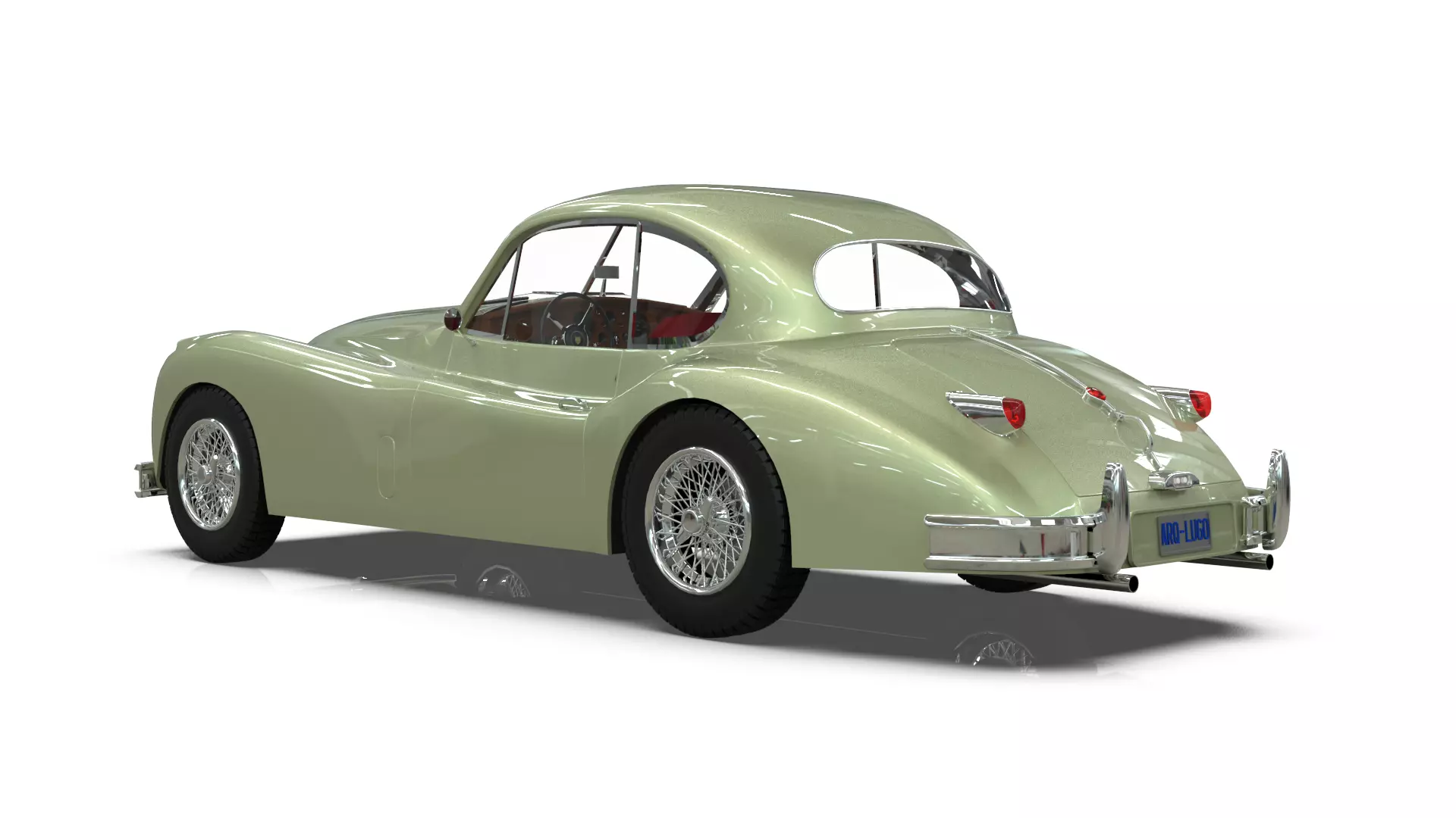Jaguar XK140 Coupe 1954 Low-poly 3D model_9