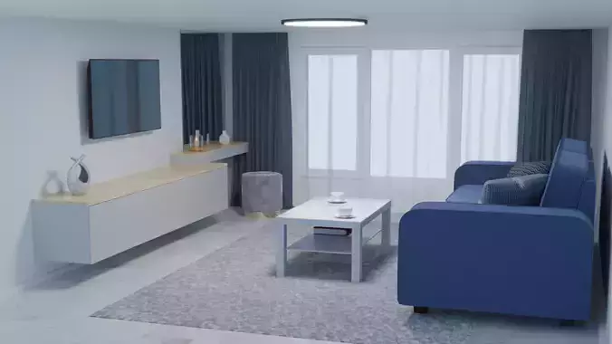 Modern Living Room Interior Scene Minimalist Design