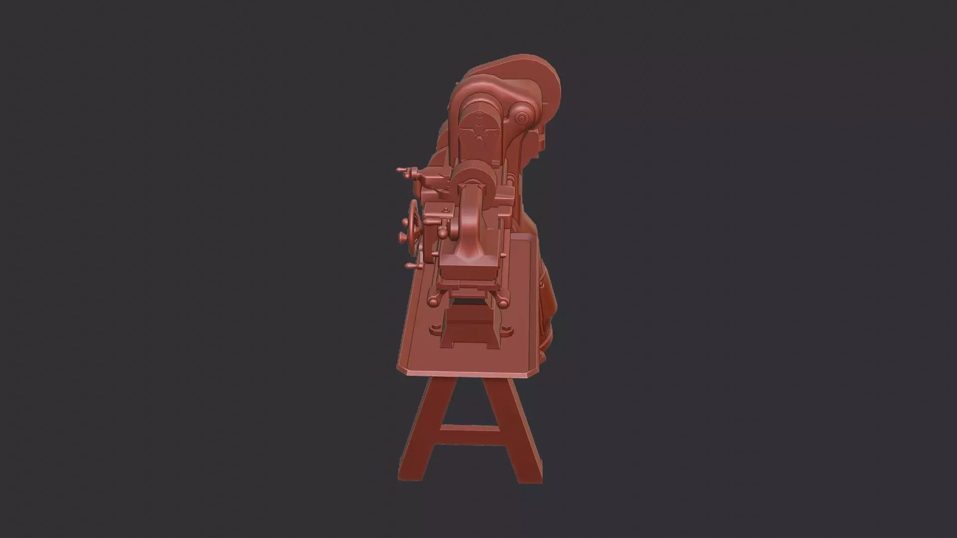 Allied Lathe Industrial Machine Low-poly 3D model_6
