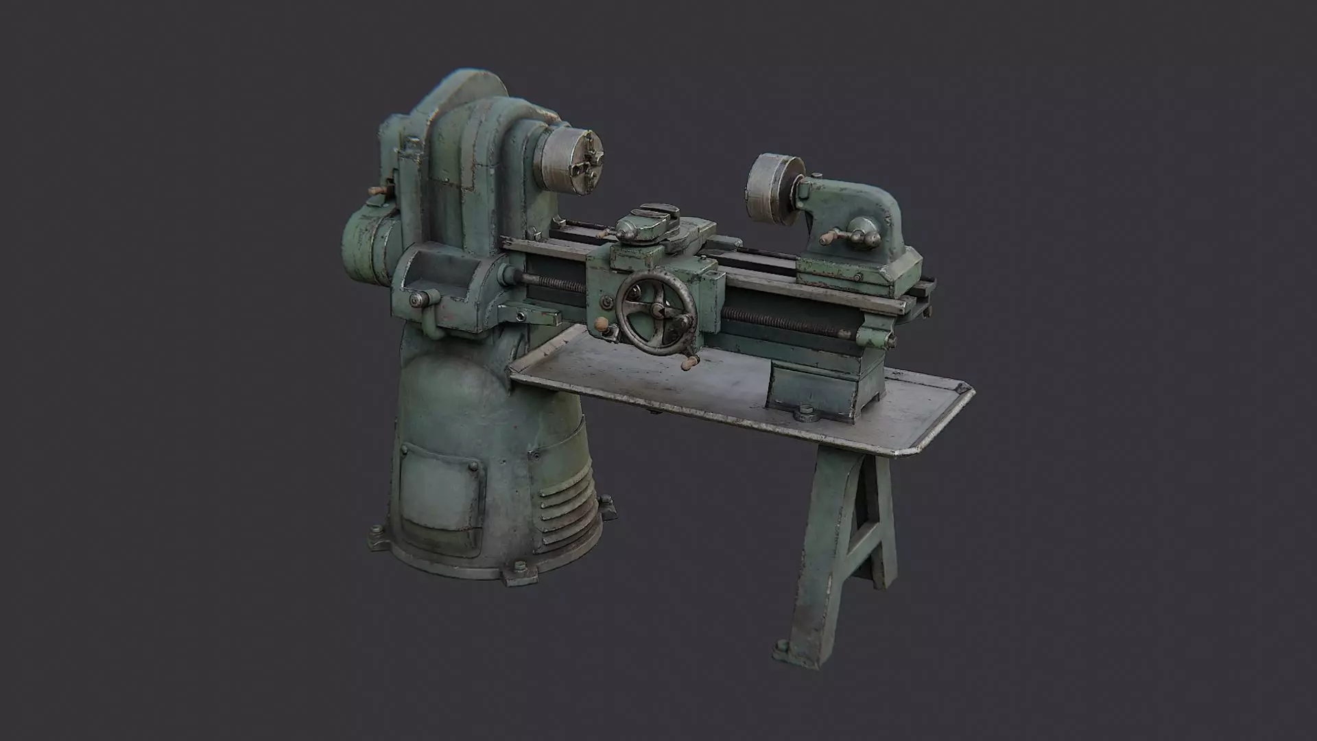 Allied Lathe Industrial Machine Low-poly 3D model_1