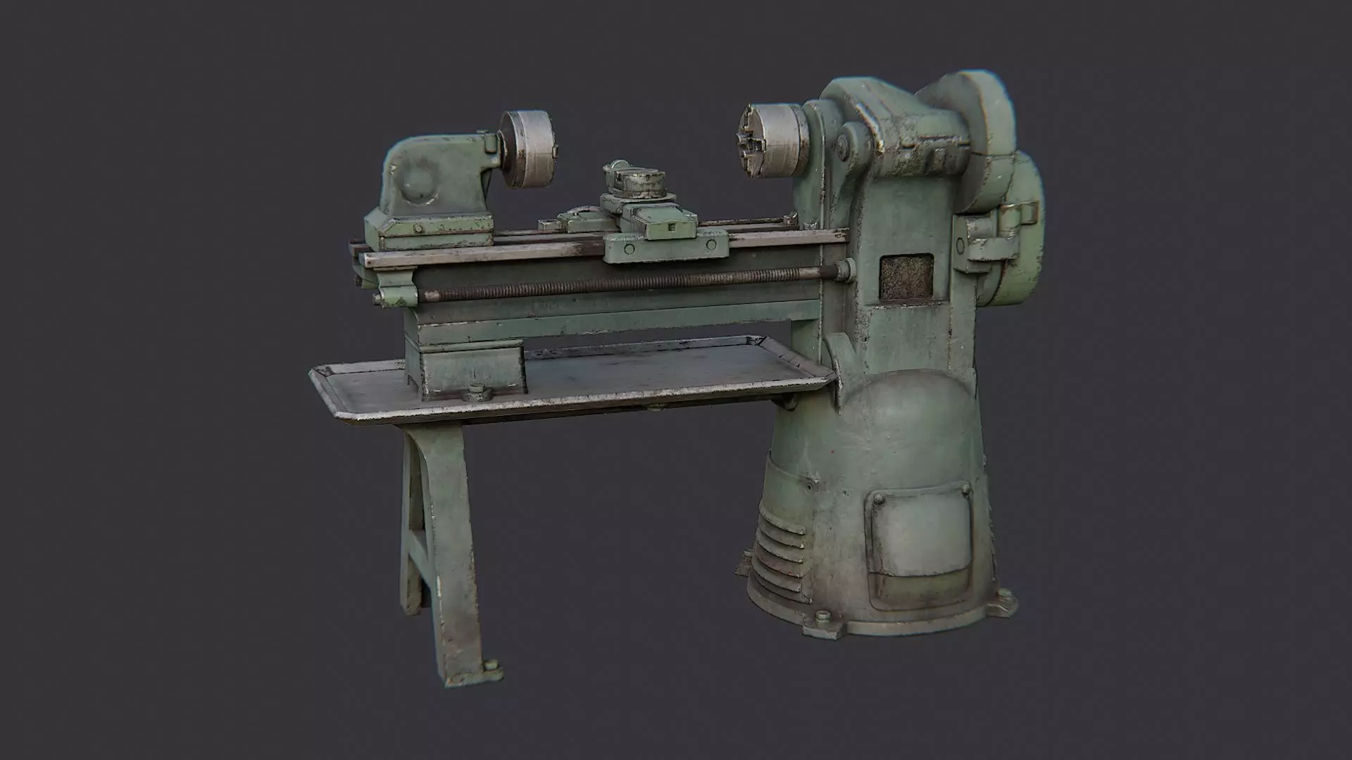 Allied Lathe Industrial Machine Low-poly 3D model_2