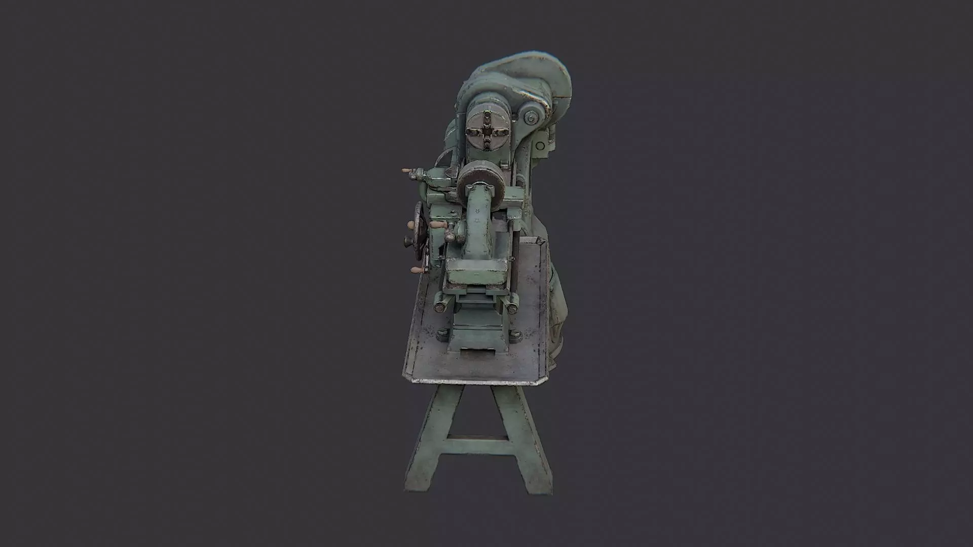 Allied Lathe Industrial Machine Low-poly 3D model_0