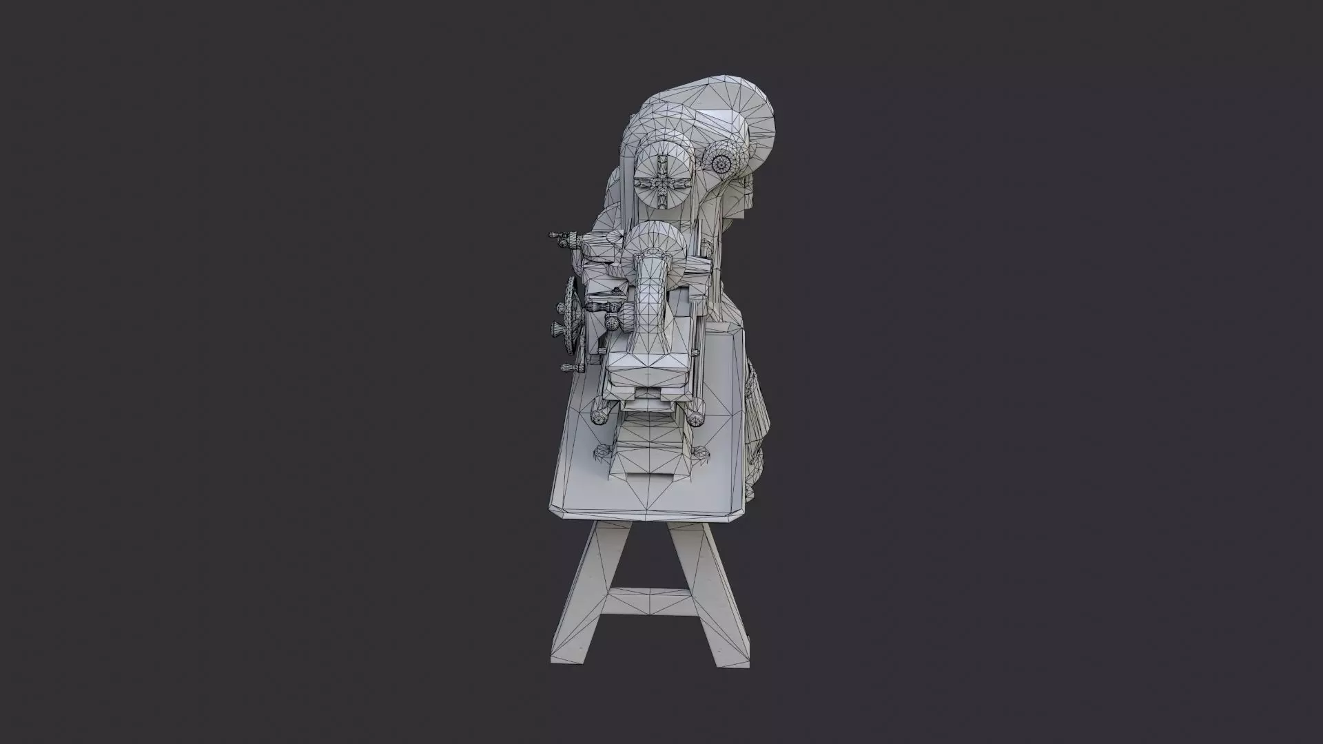Allied Lathe Industrial Machine Low-poly 3D model_7