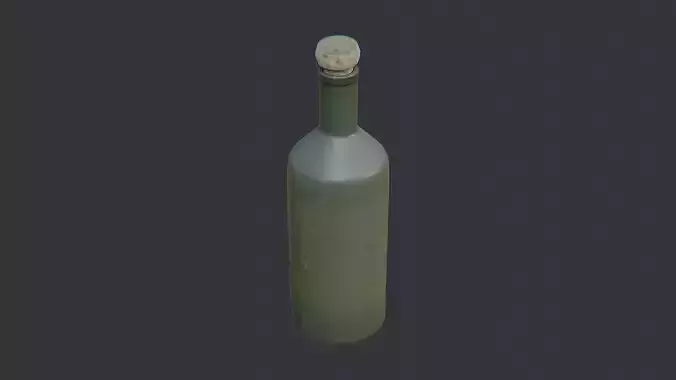 Green Glass Alcohol Bottle with Cork