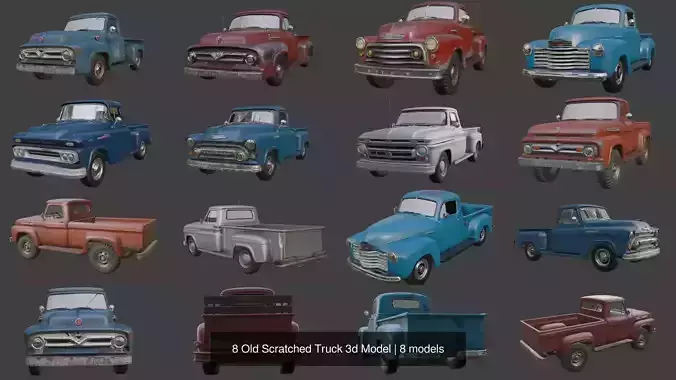 8 Old Scratched Truck 3d Model