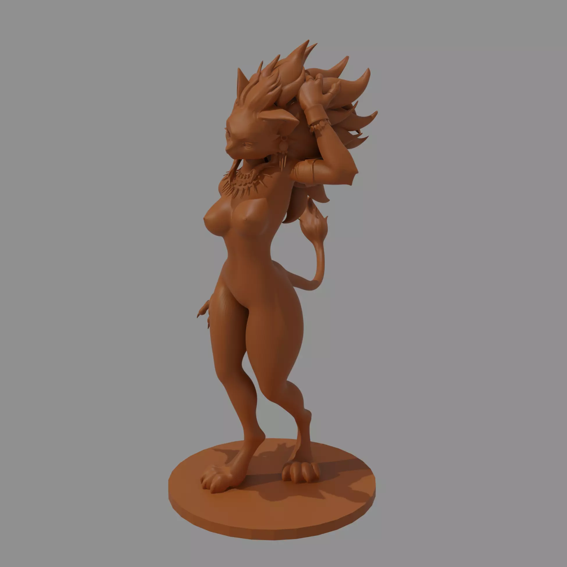 Sexy Feline Cat Girl Seductive Anthro 3D Printable Model 3D print model_8
