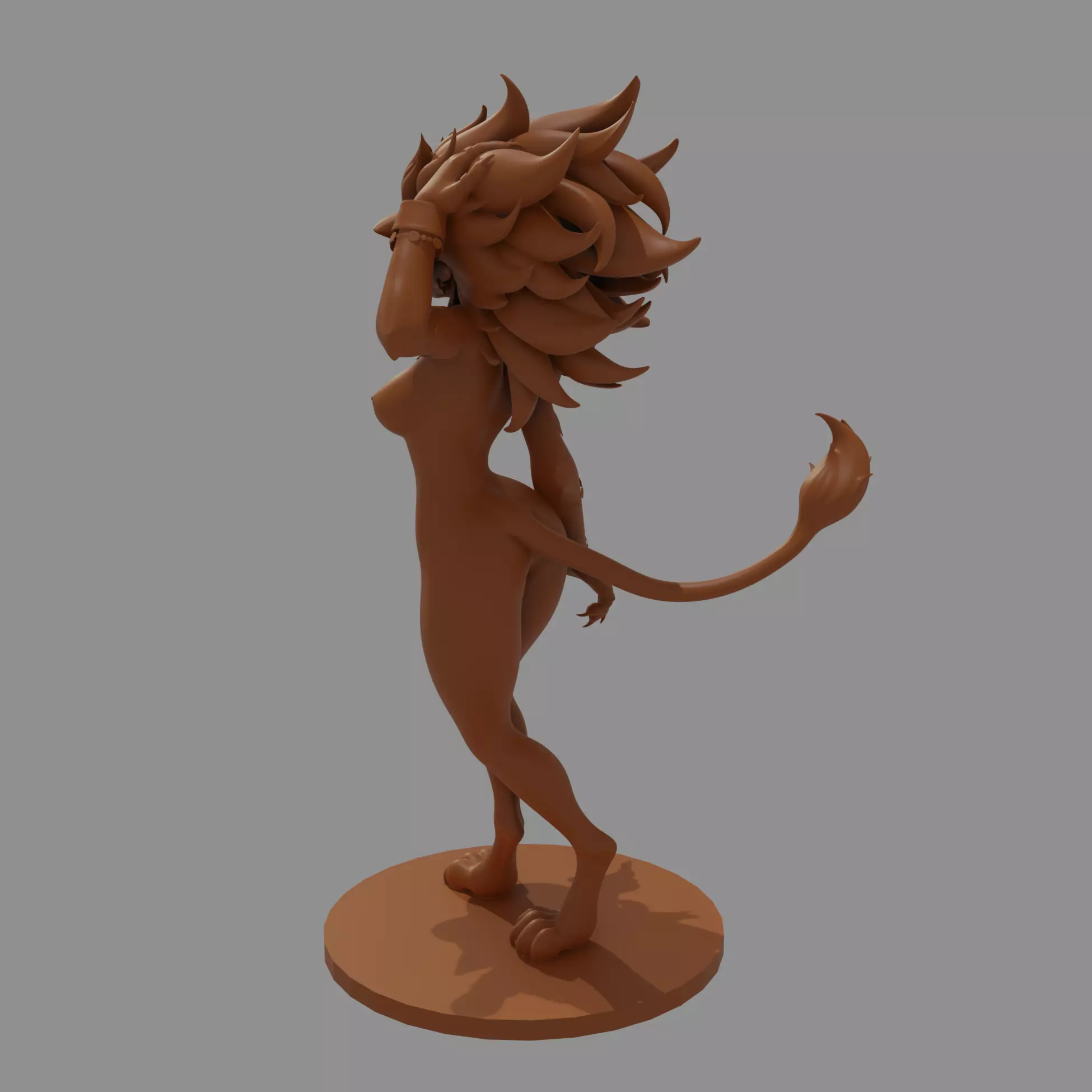 Sexy Feline Cat Girl Seductive Anthro 3D Printable Model 3D print model_9