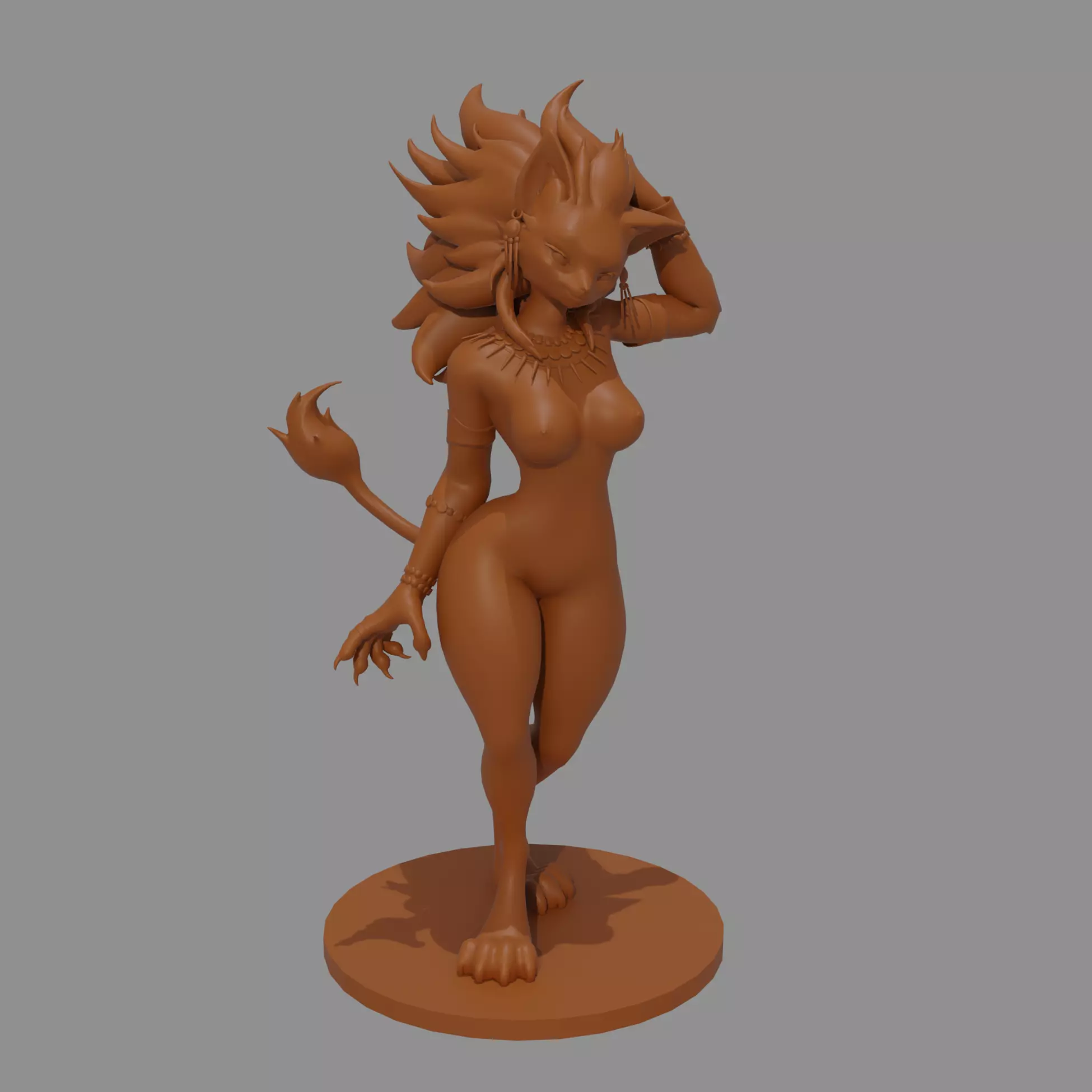Sexy Feline Cat Girl Seductive Anthro 3D Printable Model 3D print model_7