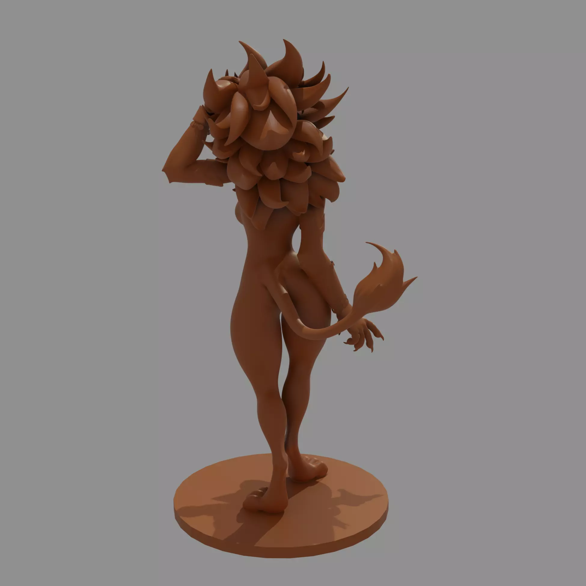 Sexy Feline Cat Girl Seductive Anthro 3D Printable Model 3D print model_10