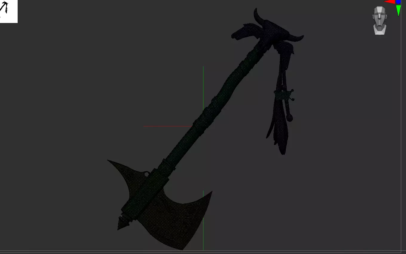 High-Poly Fantasy Battle Axe 3D Model - Detailed Medieval Weapon 3D model_6