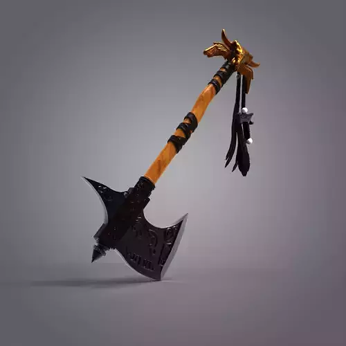 High-Poly Fantasy Battle Axe 3D Model - Detailed Medieval Weapon 3D model