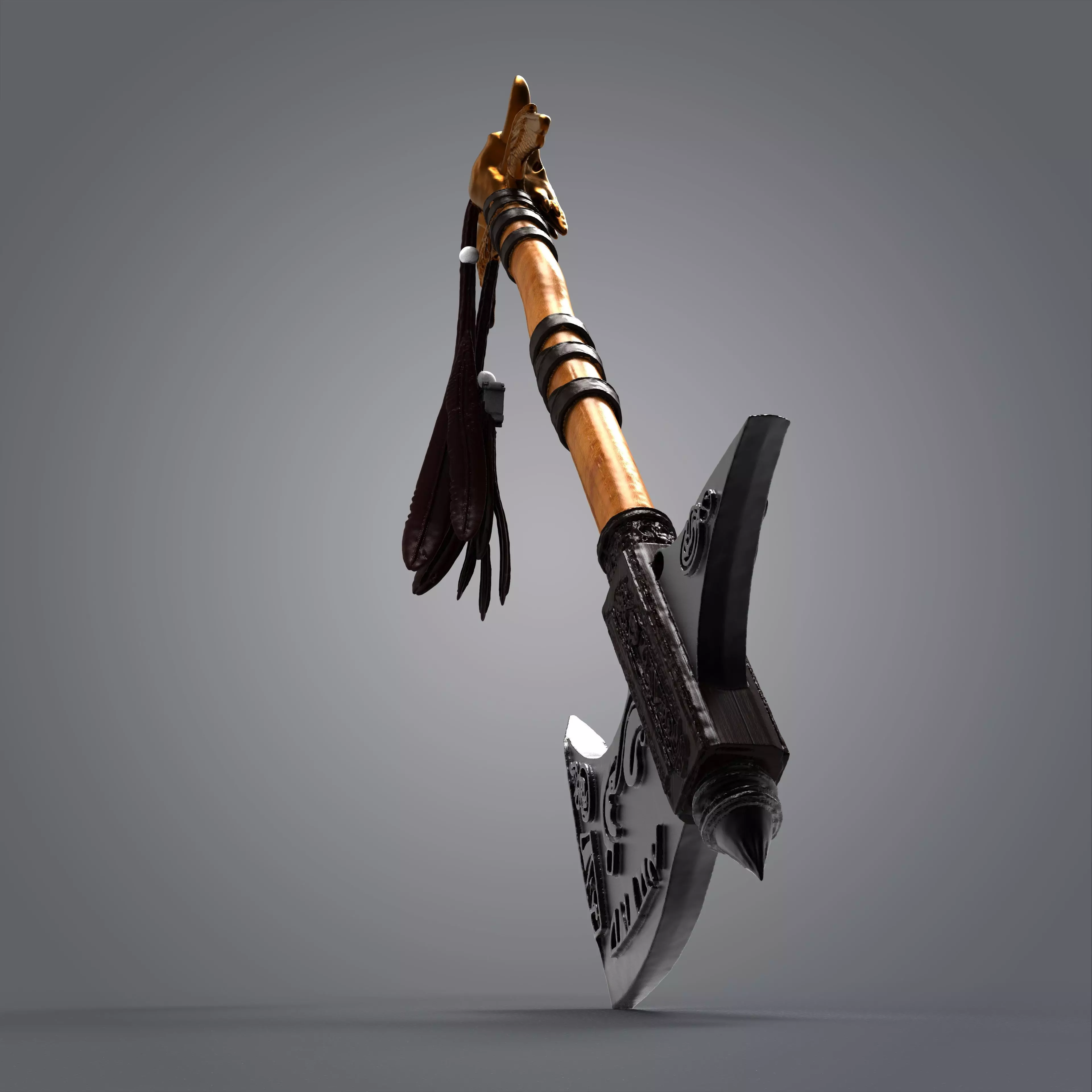 High-Poly Fantasy Battle Axe 3D Model - Detailed Medieval Weapon 3D model_2