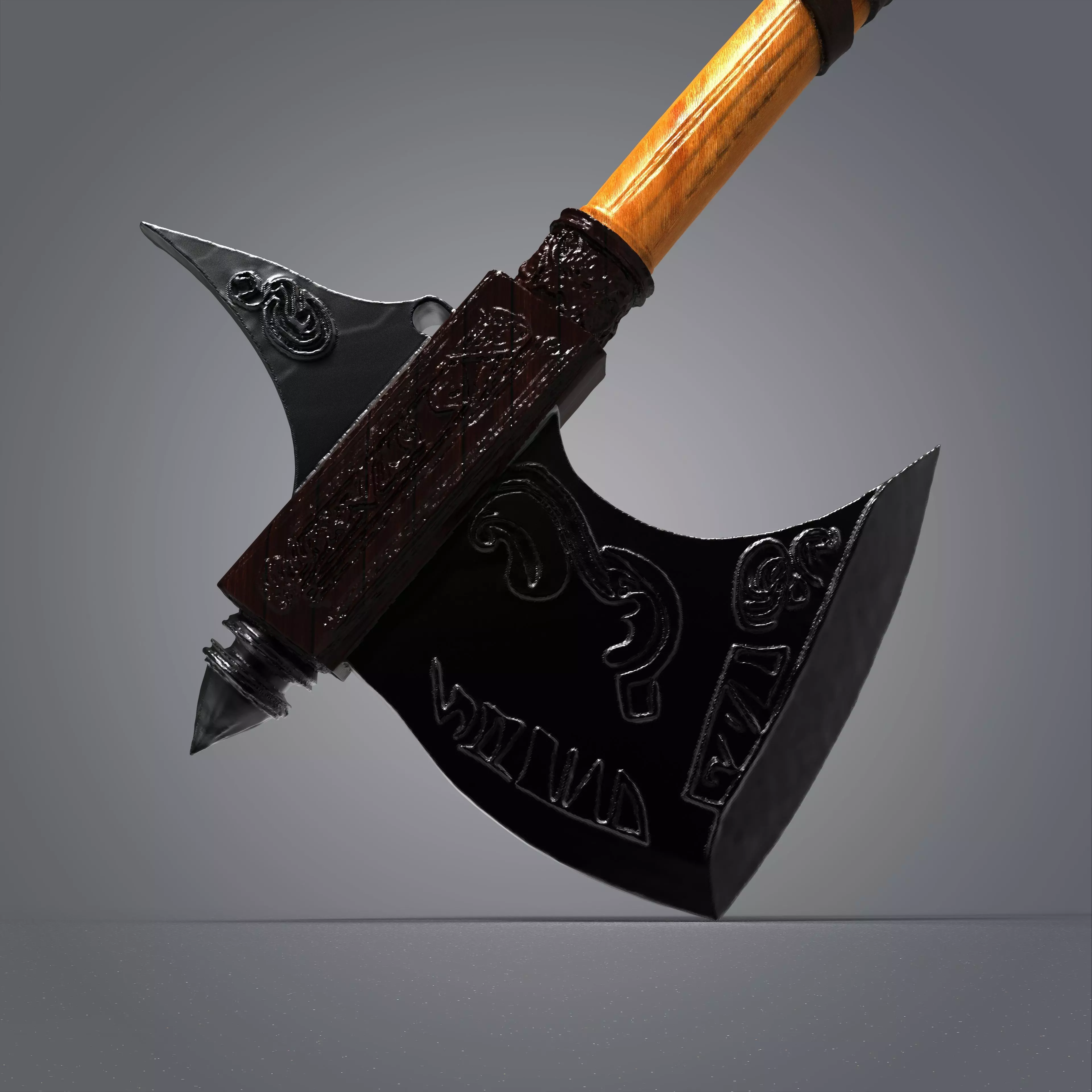High-Poly Fantasy Battle Axe 3D Model - Detailed Medieval Weapon 3D model_4