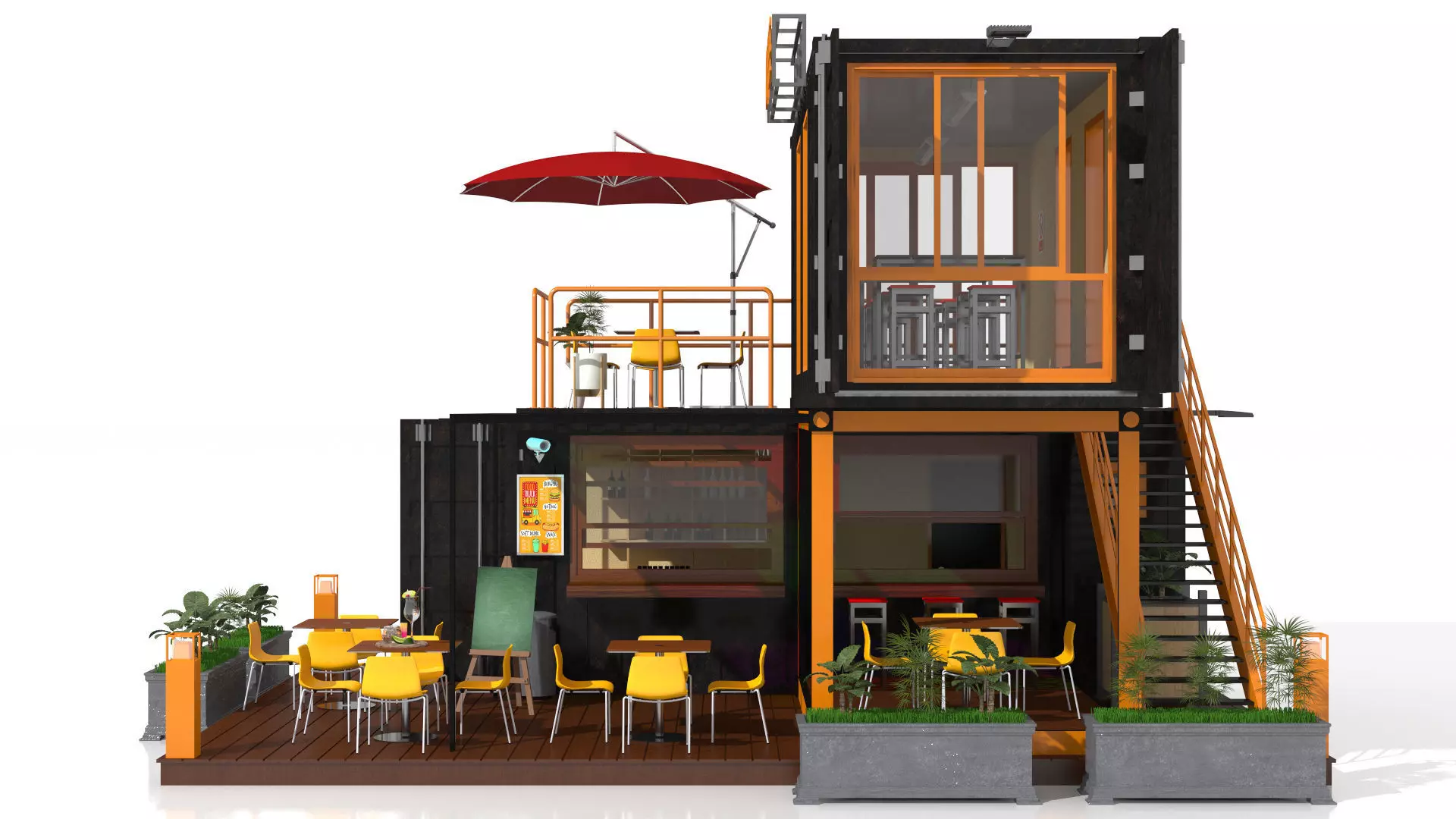 Container Coffee Shop 3D model_15