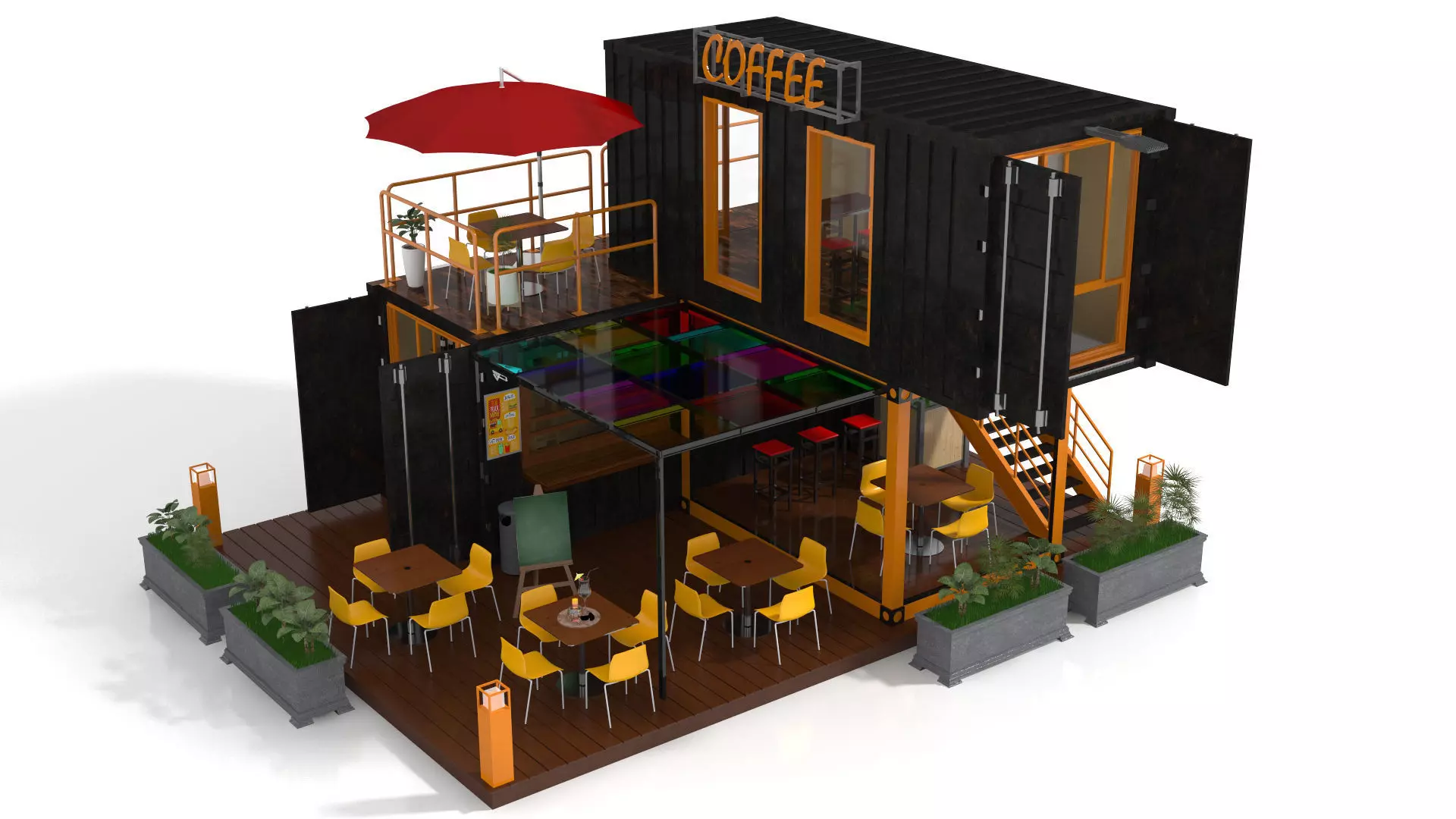 Container Coffee Shop 3D model_4