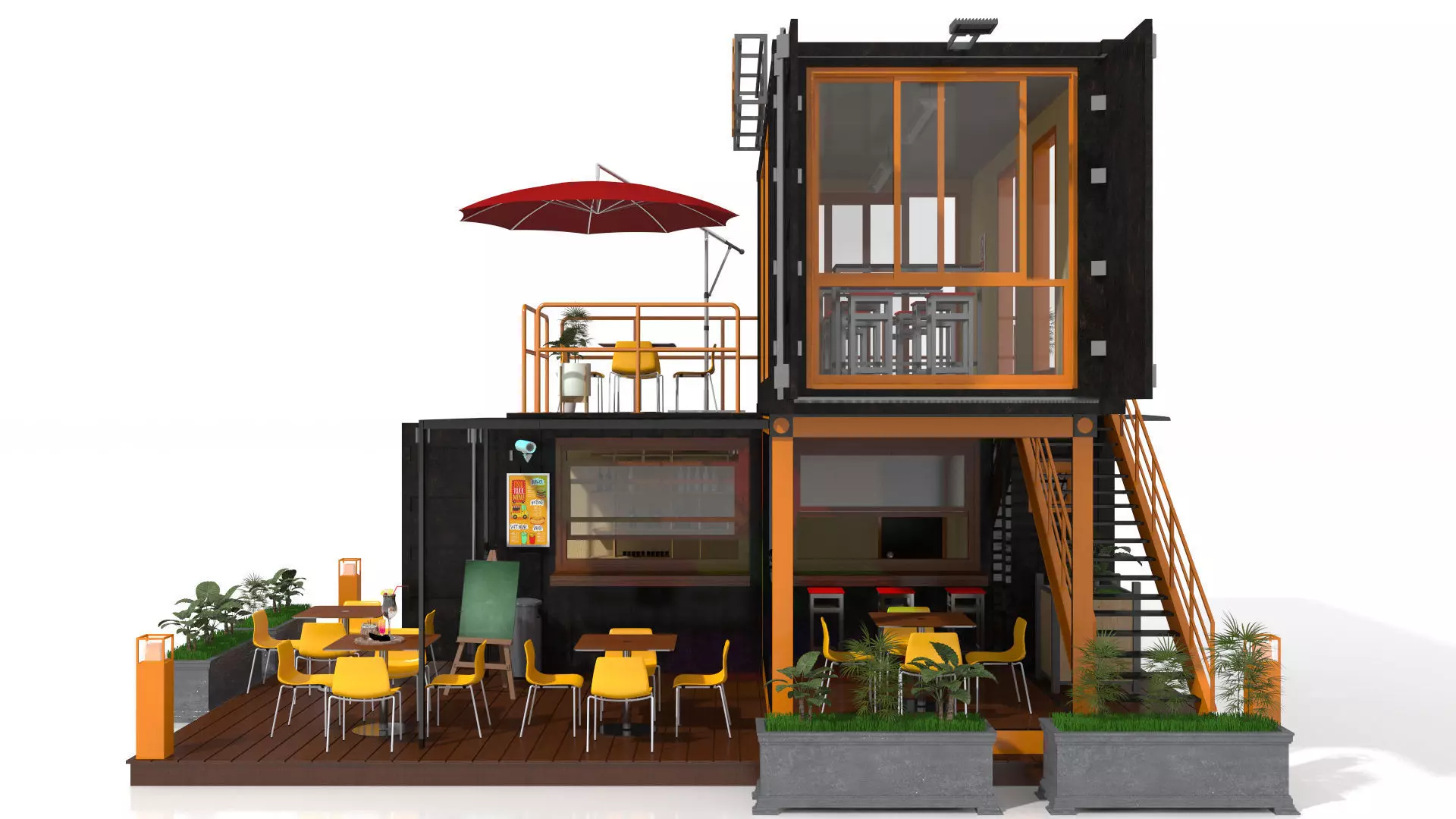 Container Coffee Shop 3D model_6