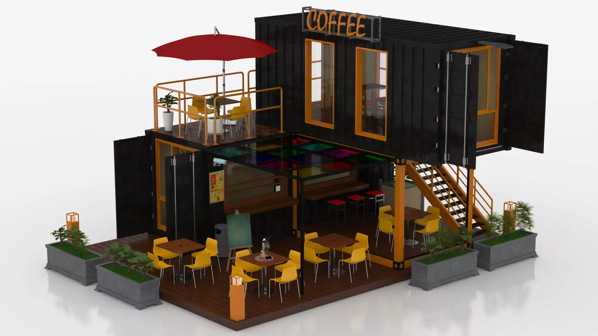 Container Coffee Shop 3D model_16