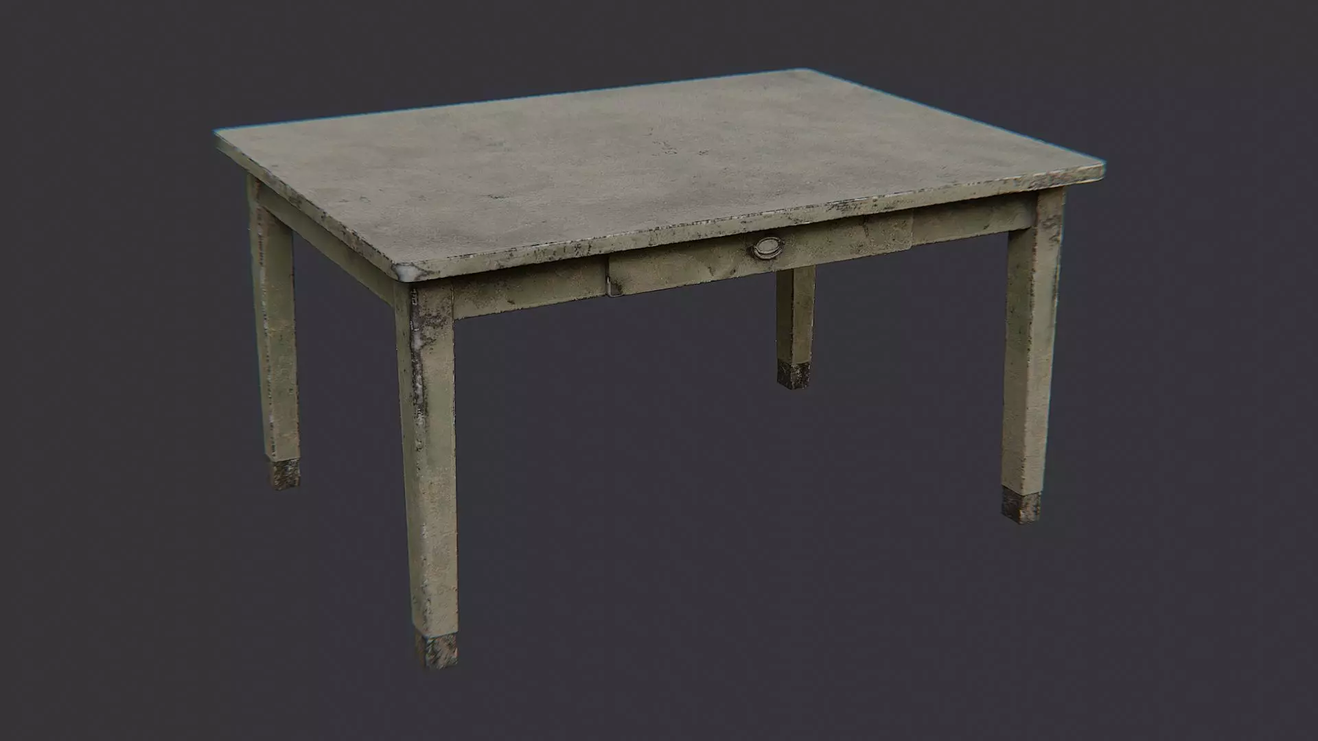 Industrial Metal Table with Weathered Finish Low-poly 3D model_0