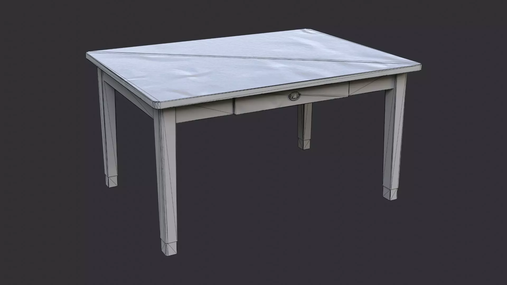 Industrial Metal Table with Weathered Finish Low-poly 3D model_7