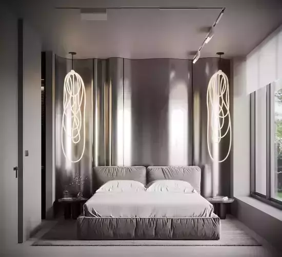 3d scene modern minimalist bedroom
