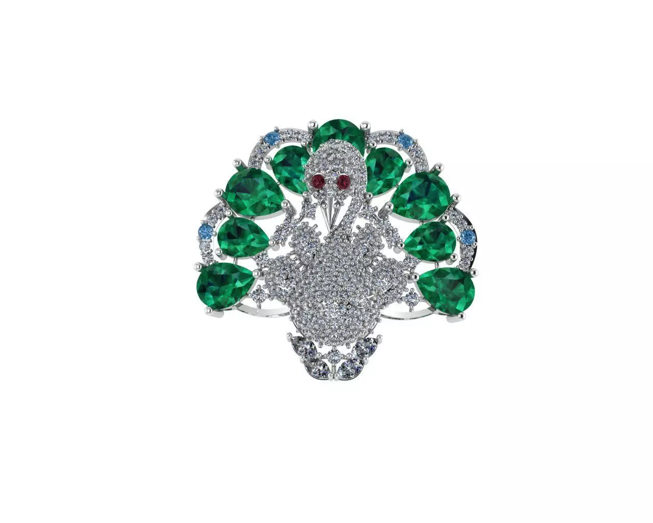 Peacock Brooch 3D print model_1