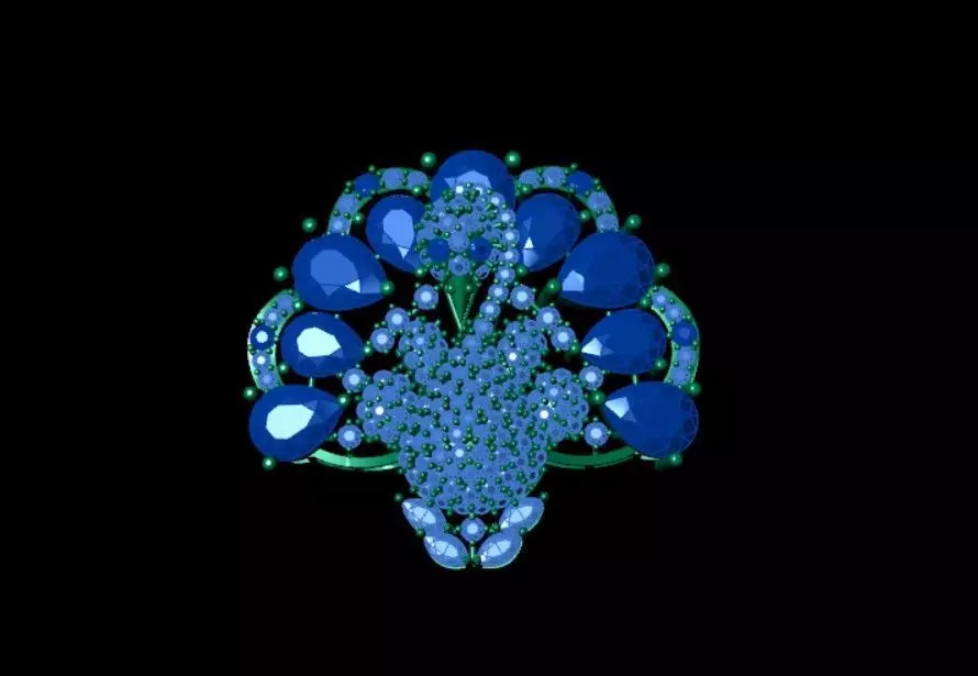 Peacock Brooch 3D print model_2