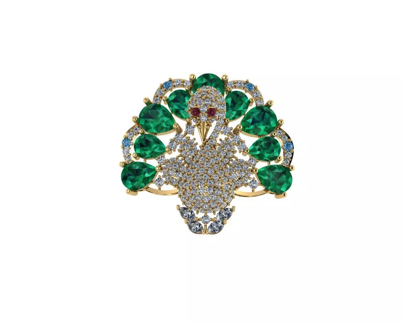 Peacock Brooch 3D print model_0