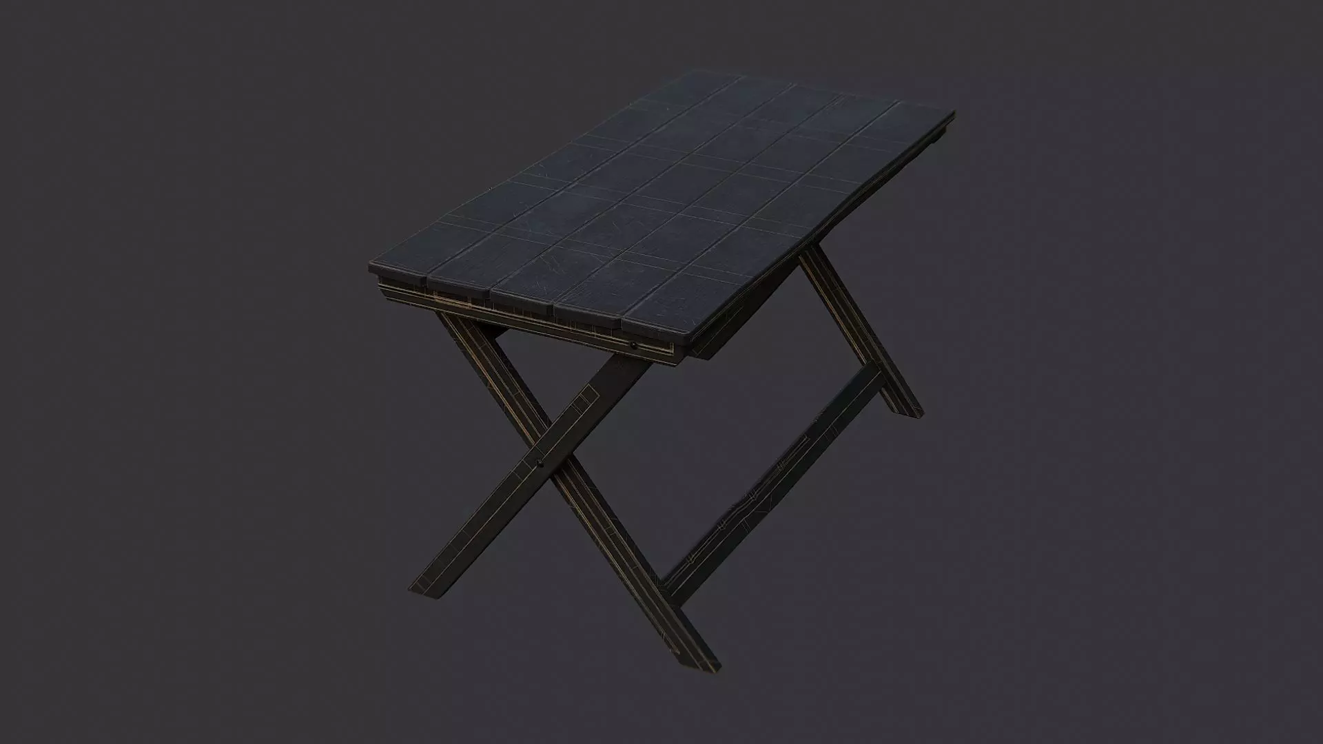 Wooden Rustic Dining Table Low-poly 3D model_3
