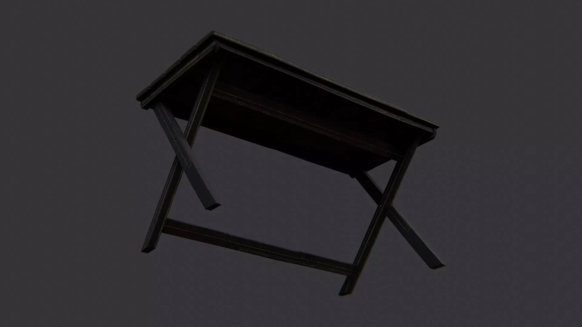 Wooden Rustic Dining Table Low-poly 3D model_5