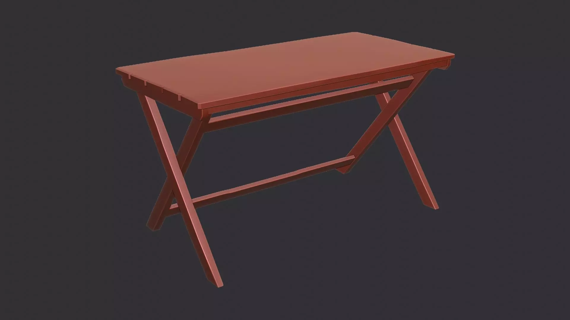 Wooden Rustic Dining Table Low-poly 3D model_6
