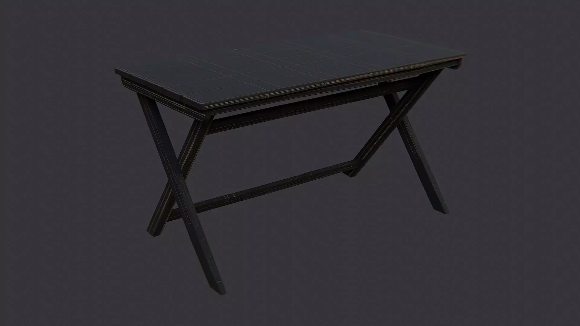Wooden Rustic Dining Table Low-poly 3D model_0