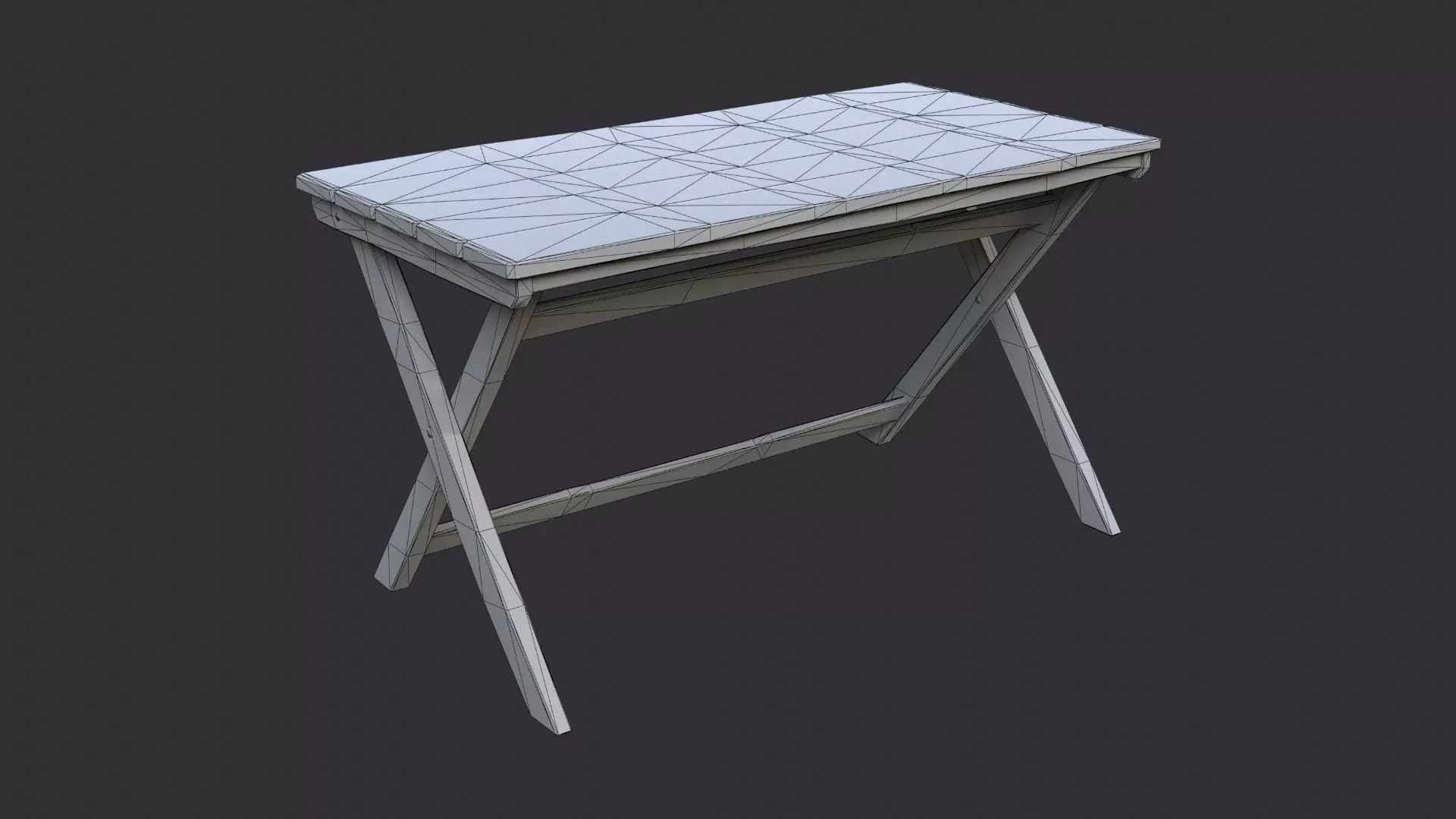 Wooden Rustic Dining Table Low-poly 3D model_7