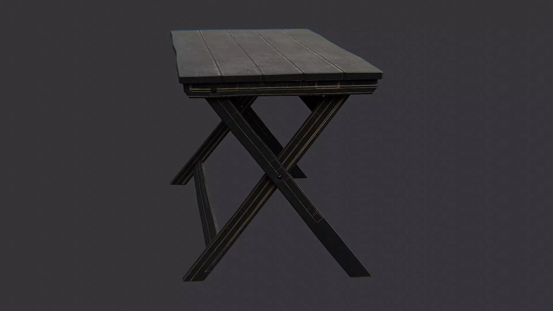 Wooden Rustic Dining Table Low-poly 3D model_1